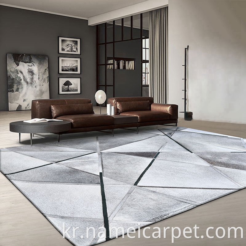 Home Hotel Living Room Luxury Design Real Cowhide Patchwork Round Leather Floor Carpet Area Rugs For hotel villas decoration